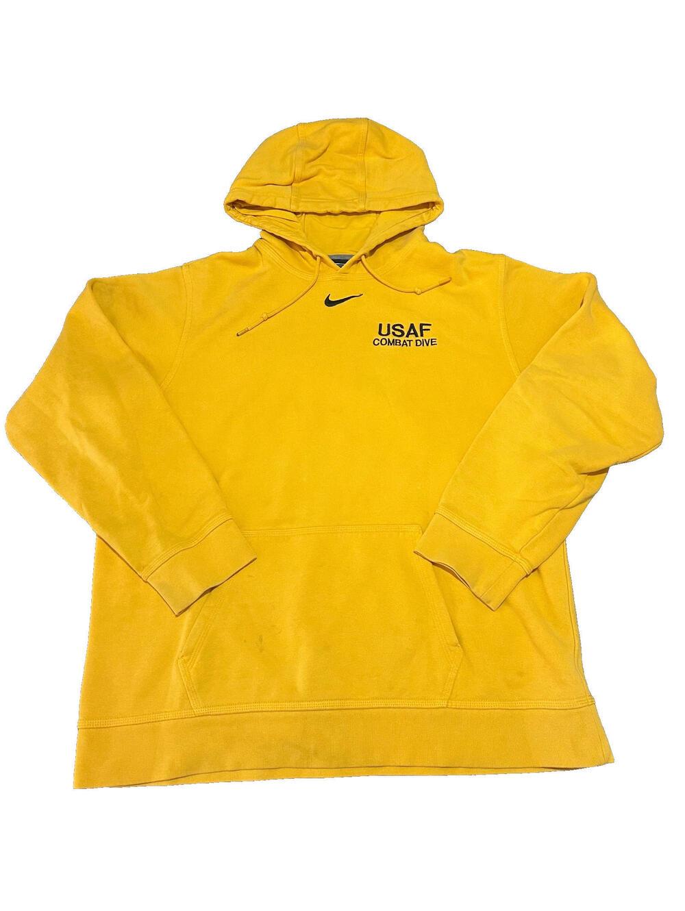 Nike Hoodie Men Large L Yellow Sweatshirt Center Swoosh Logo USAF Air Force